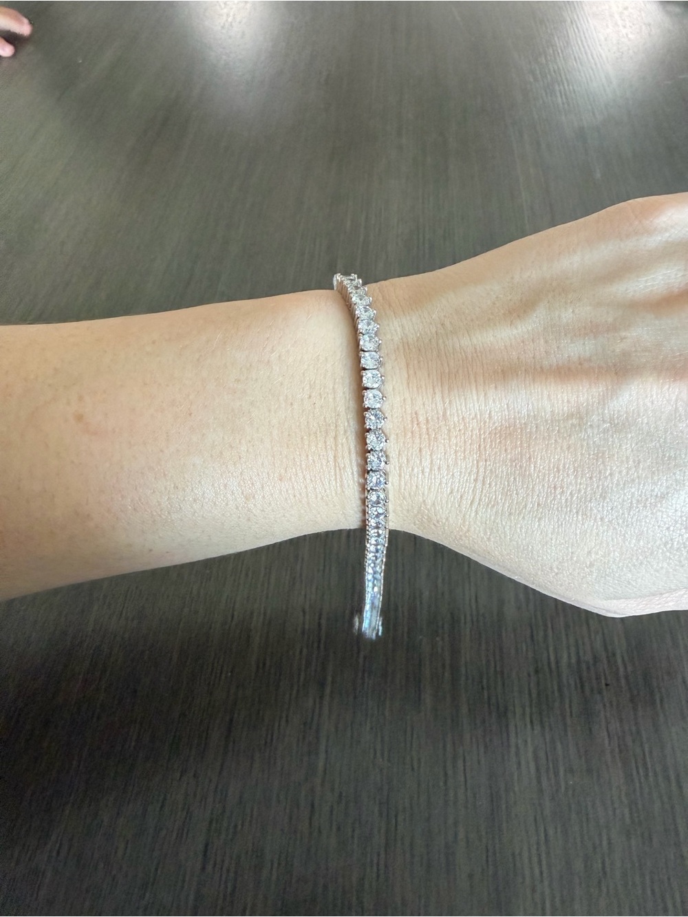 Silver Tennis Bracelet with Clear Stones - Women's Jewelry